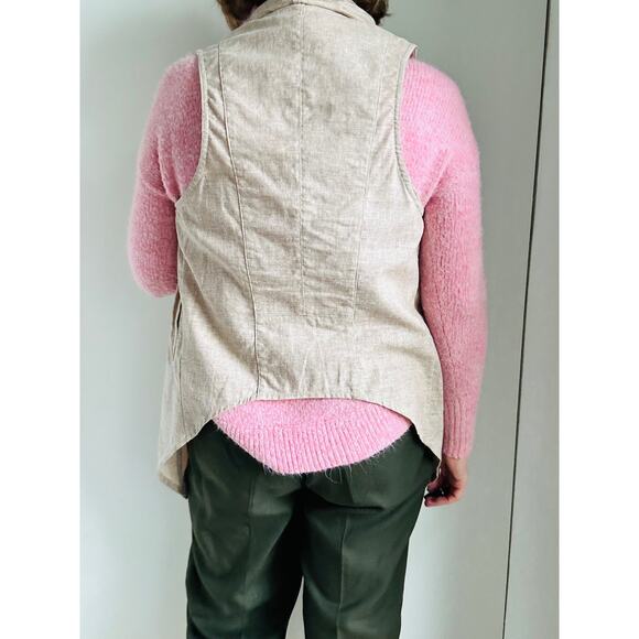 MM Couture Linen Vest Size Medium Neutral Lagenlook Layering - Picture 4 of 9